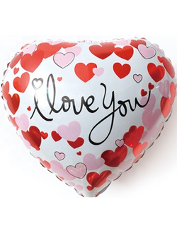 Шар 18"/46 см Сердце "Я люблю тебя" (сердечки)