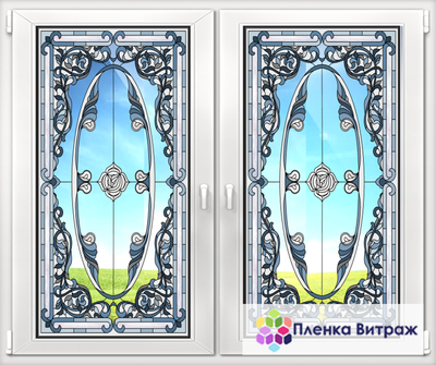 Витражная пленка, витражная пленка самоклеющаяся, пленочный витраж с классическим рисунком