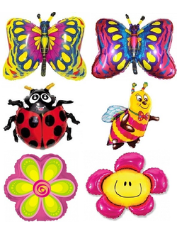 Шар 36 см Мини-фигура, Насекомые, Цветы