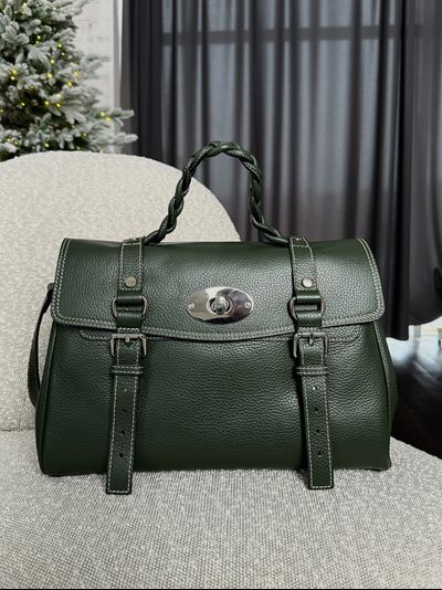 Женская сумка портфель из натуральной кожи темно-зеленого цвета, Vera Pelle Italy. Арт. 024585