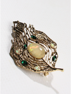 Брошь "Лист ажурный " светлый металл