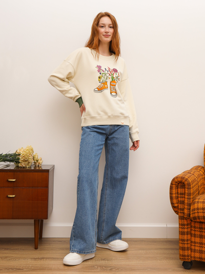 ЖЕНСКИЙ СВИТШОТ СВЕТЛЫЙ "ЦВЕТОЧНЫЕ КЕДЫ"