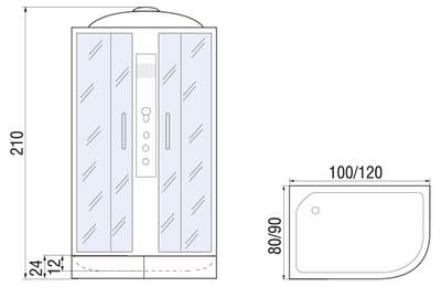 ДУШЕВАЯ КАБИНА RIVER DESNA 100/80/24 МТ L 100X80