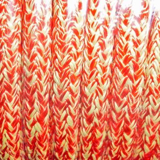 Плоский шнур с оплёткой Kewlar — Pes HT, цвет красный — жёлтый, диаметр 10 мм