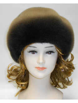 Шапка женская норковая берет Патиссон №2 лилия натуральный мех, зимняя, кофе шоколад деградэ, АРТ. Ц-0218