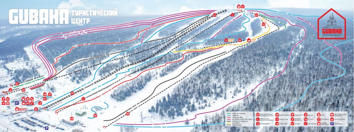 Схема горнолыжных трасс на Губахе