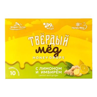 Мёд твёрдый с лимоном и имбирём, 30г (Honey Way)