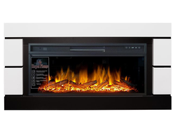 Линейный электрокамин Modern белый с черным с очагом Vision 42 LOG LED