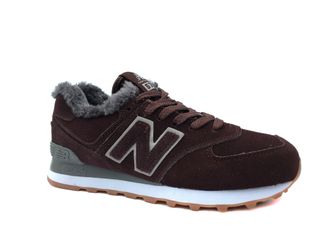 New Balance 574 Коричневые с белым мех, женские (36-40) Арт: 020F