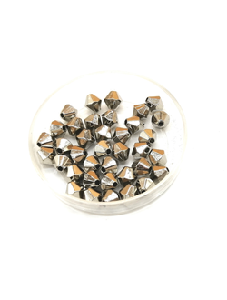 Бусины пластиковые фигурные, 6 мм биконус серебро