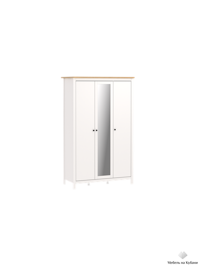 2.08.01.040.14 САГА шкаф 3 двери с зеркалом белый/ясень