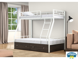 Двухъярусная кровать Раута Белый ящики венге