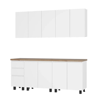 Кухня Честер 2,0м (лдсп) (Белый), Столешница цельная 2000 мм, толщина 38 мм, цвет дуб кера