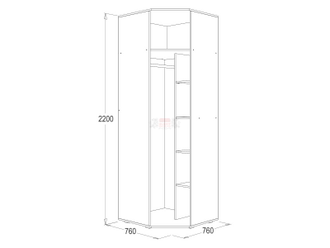 Шкаф 1-но дв. угловой Ольга 14