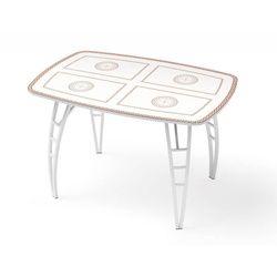 Стол Бочонок Греческий светлый 1200*800*750 мм стекло подстолье паук