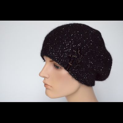 Черный берет с пайетками Vizio Италия 8019 В