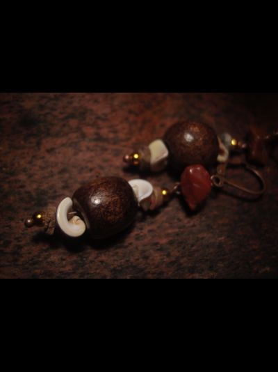 Благотворительность. Осенние серьги с кварцем и ракушками &quot;Ярица - Красавица&quot;