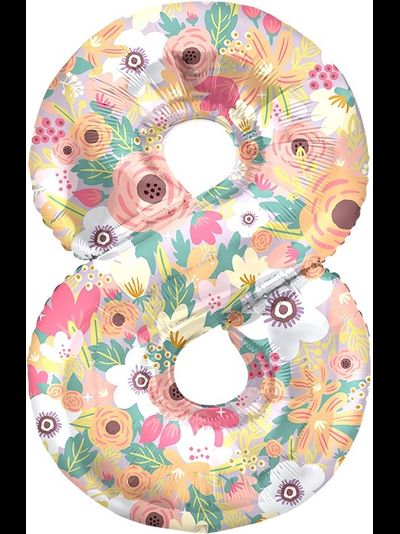 Шар 34"/86 см Цифра 8, Цветы