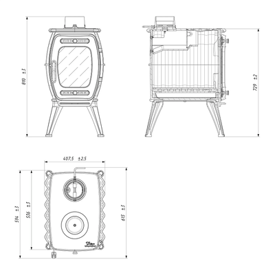 Печь отопительно-варочная Бахта II черная до 180 м3