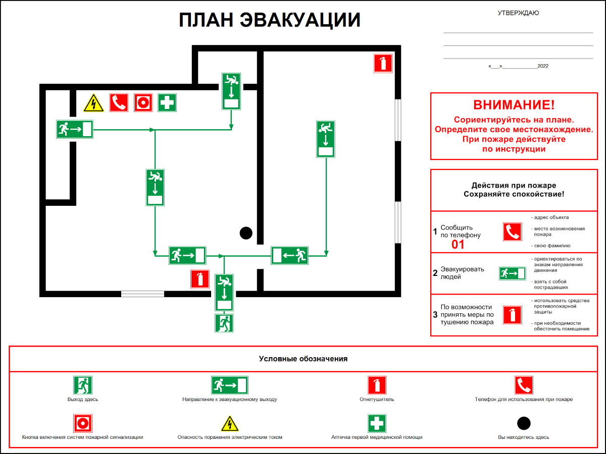 План эвакуации при пожаре.  Easymnemo - программа для создания плана эвакуации.