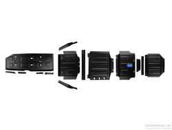 Комплект защит радиатора + картера + КПП + РК + бака + комплект крепежа, Rival, Сталь, Jac T9, V - 2.0. АКПП, полный, 2024-