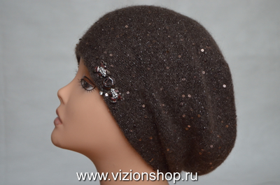 Коричневый берет женский Vizio Визио Италия 6157