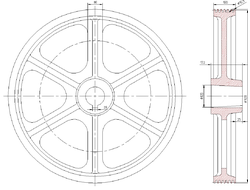 Шкив канатоведущий 930х6х10,5 404Н.22.00.001-03 МЛЗ