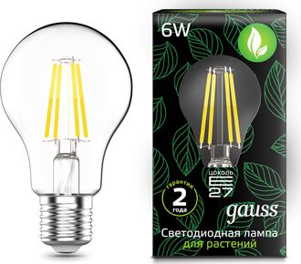 Gauss LED Fito Filament A60 6w E27