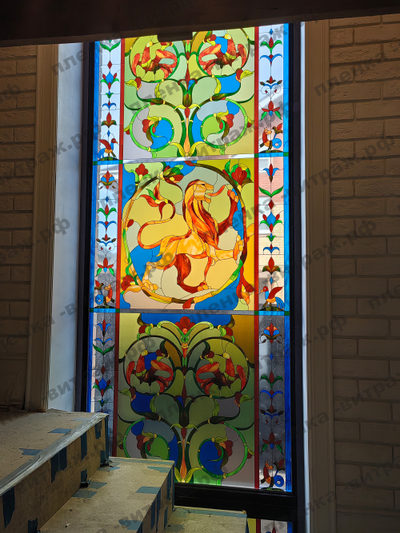 Витражная пленка, витражная пленка самоклеющаяся под заказ,пленочный витраж в старорусском стиле