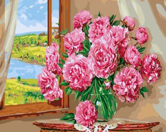Картина по номерам 40х50 GX 9904 Розовые пионы