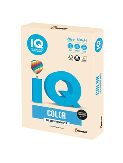 Бумага цветная IQ color, А4, 80 г/м2, 500 л., пастель, кремовая, CR20
