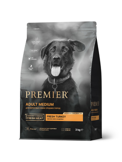 PREMIER (Премьер) сухой корм для собак средних пород, Индейка 3 кг