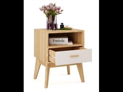 Калгари Тумба гостиная 440х400х570 Дуб натуральный светлый / Белый матовый