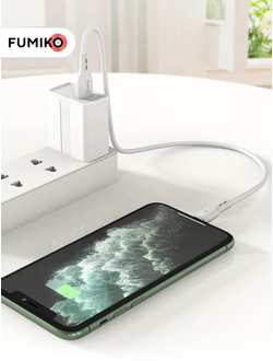 Зарядное устройство FUMIKO CH03 1USB QC3.0 3А c кабелем Micro USB WHITE