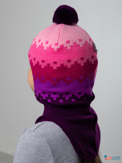 Шапка-шлем  20101-06, цвет сливовый,сиреневый,розовыйр. 48-50