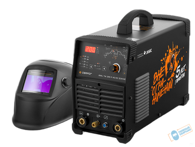 Инвертор для аргонодуговой сварки TIG 200Р REAL АС/DC  (E201В) Black (маска+педаль+перчатки)