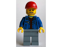 Race Marshal - Male, Blue Jacket over Dark Red V-Neck Sweater, Sand Blue Legs, Red Cap with Hole, Beard, n/a (sc073)