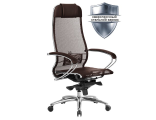 Кресло офисное МЕТТА &quot;SAMURAI&quot; S-1.04, сверхпрочная ткань-сетка, темно-коричневое