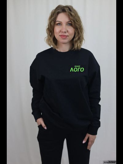 Свитшот черный - 2х-нитка без начеса (собственный пошив)