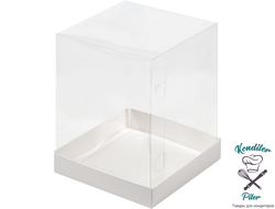 Коробка под торт и кулич с прозрачным куполом 150*150*200, белая