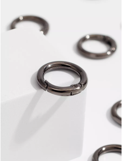 5 темных колец - карабинов для сумок комплект, d 24 мм