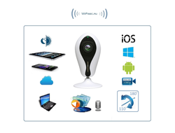 Видеоняня /WiFi IP видеокамера панорамная 180*110*  с DVR, Full HD (360EyeS)