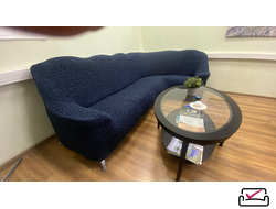 Чехол на классический угловой диван Микрофибра  Графит. Защита мягкой мебели от животных.