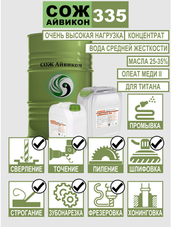 СОЖ Айвикон 335 / Полусинтетика, Масло до 35%, Имидазолин, Олеат Меди II, Концентрат