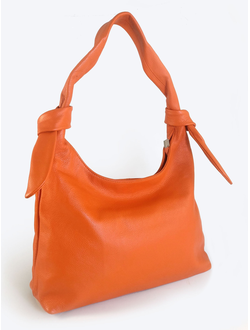 (АРТИКУЛ: 10148/2/5) СУМКА-МЕШОК ЖЕНСКАЯ, БОЛЬШАЯ, НАТУРАЛЬНАЯ КОЖА, ЯРКО-ОРАНЖЕВАЯ, ЧЕРЕЗ ПЛЕЧО