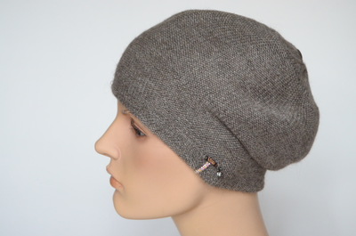 Женский берет вязаный из шелка и альпака зимний Италия Вицио