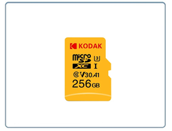 Карта памяти Kodak Micro SD, класс 10, UHS-1 U3 V30 A1 на 256 ГБ, чтение 100 МБ/с, запись данных 30 МБ/с, + переходник SD