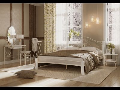 Кровать Фортуна-4 Лайт 1,6*2,0 белая/ножки белые ш*в*д 1790х1070х2090мм