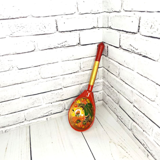 Деревянная столовая ложка Хохлома новая 190*60 мм золотой фон