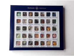 Коллекция камней "Камни мира" (35 образцов по 10-20 мм) в коробке 22*18 см + карта + подставка, 300 г №13031